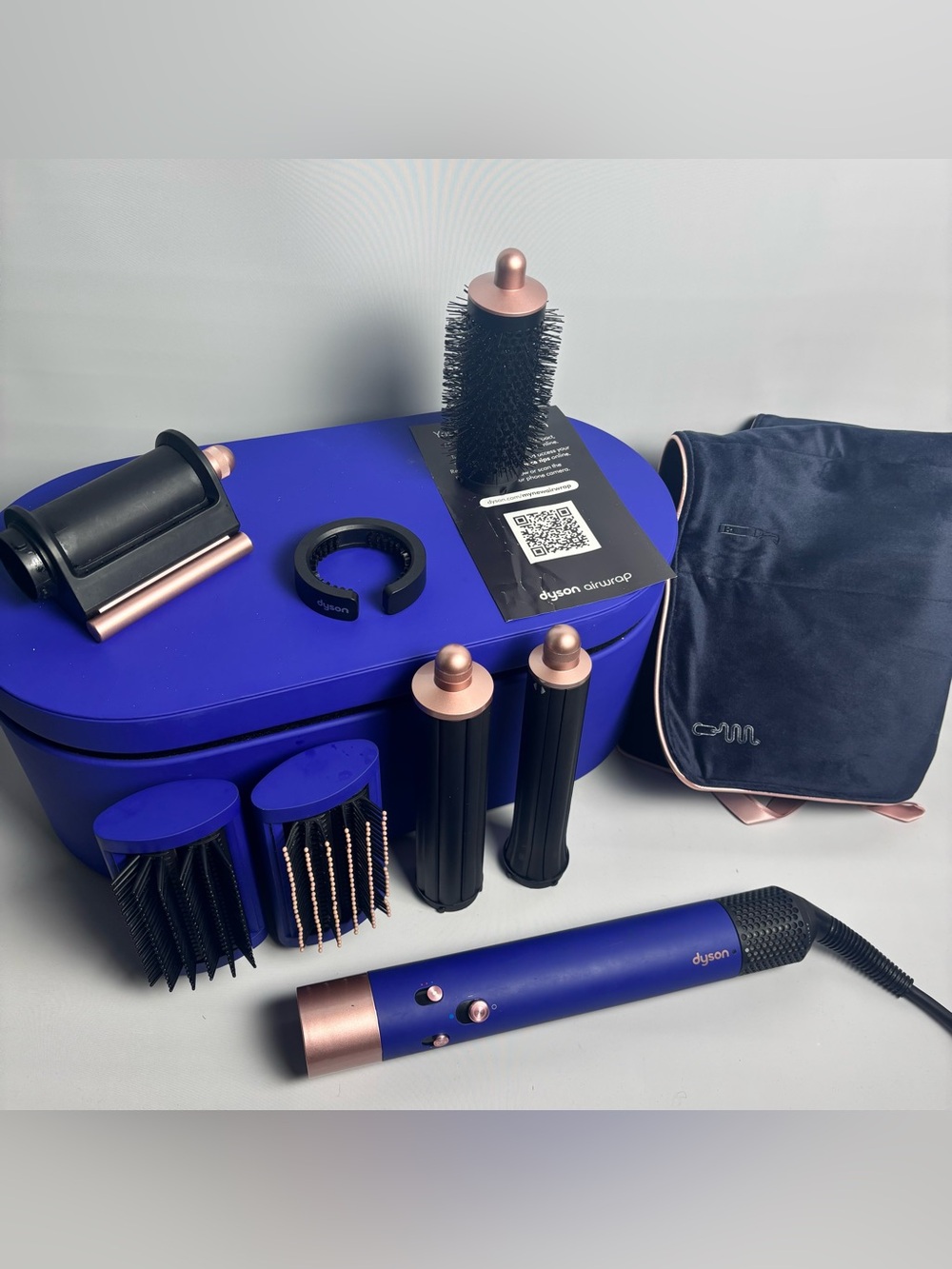 Dyson Airwrap Styling Set in Deep Blue with Rose Gold Accents